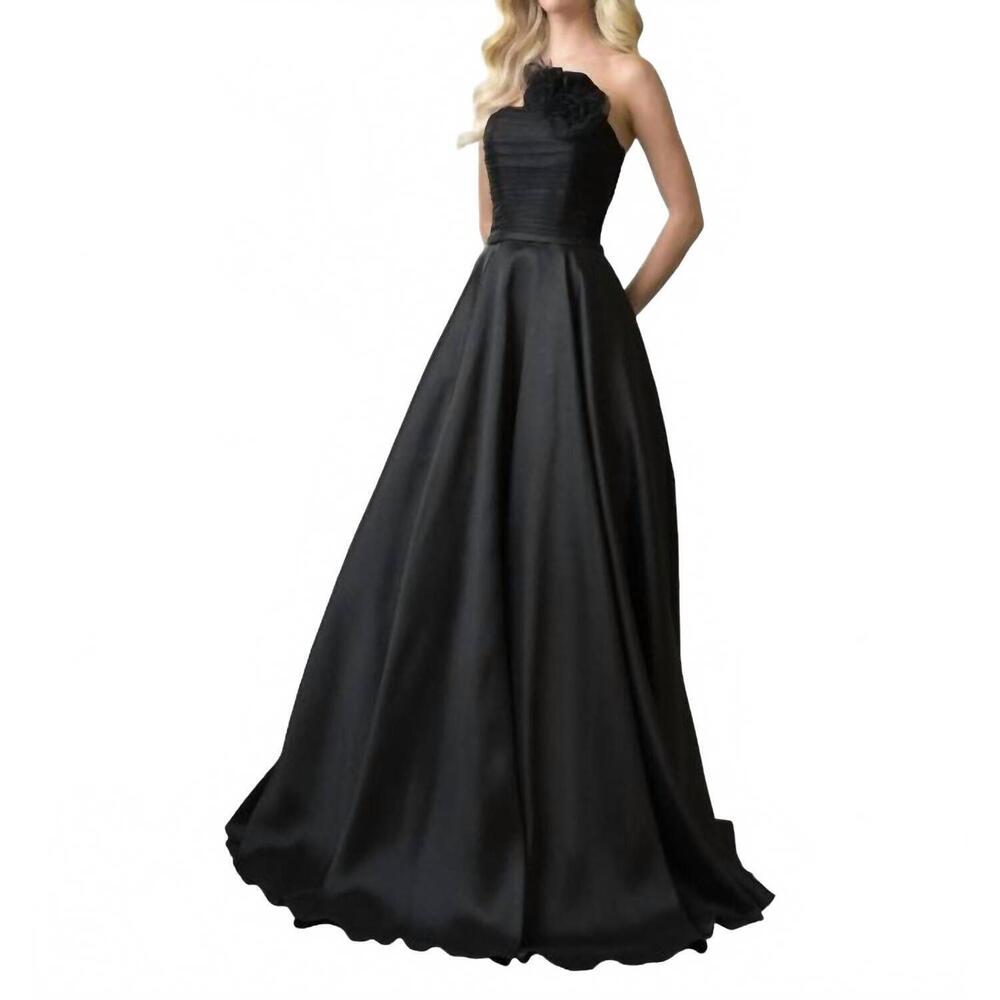 NEW COLORS DRESS strapless evening dress in black